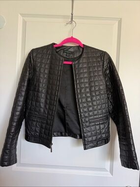 Studio 52 Leather Quilted Black Jacket | Size S